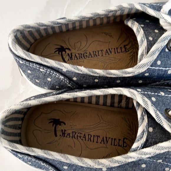 Margaritaville Blue and White Denim Polka Dot Lace Up Sneakers Sz 11 - Picture 10 of 13